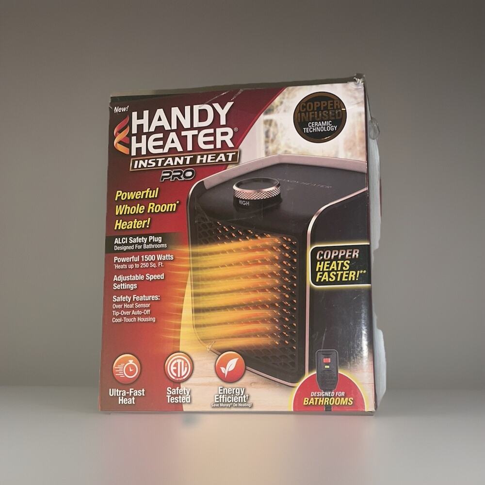 Handy Heater Instant Heat Pro Copper Infused Whole Room Heater 1500 Watts, Black